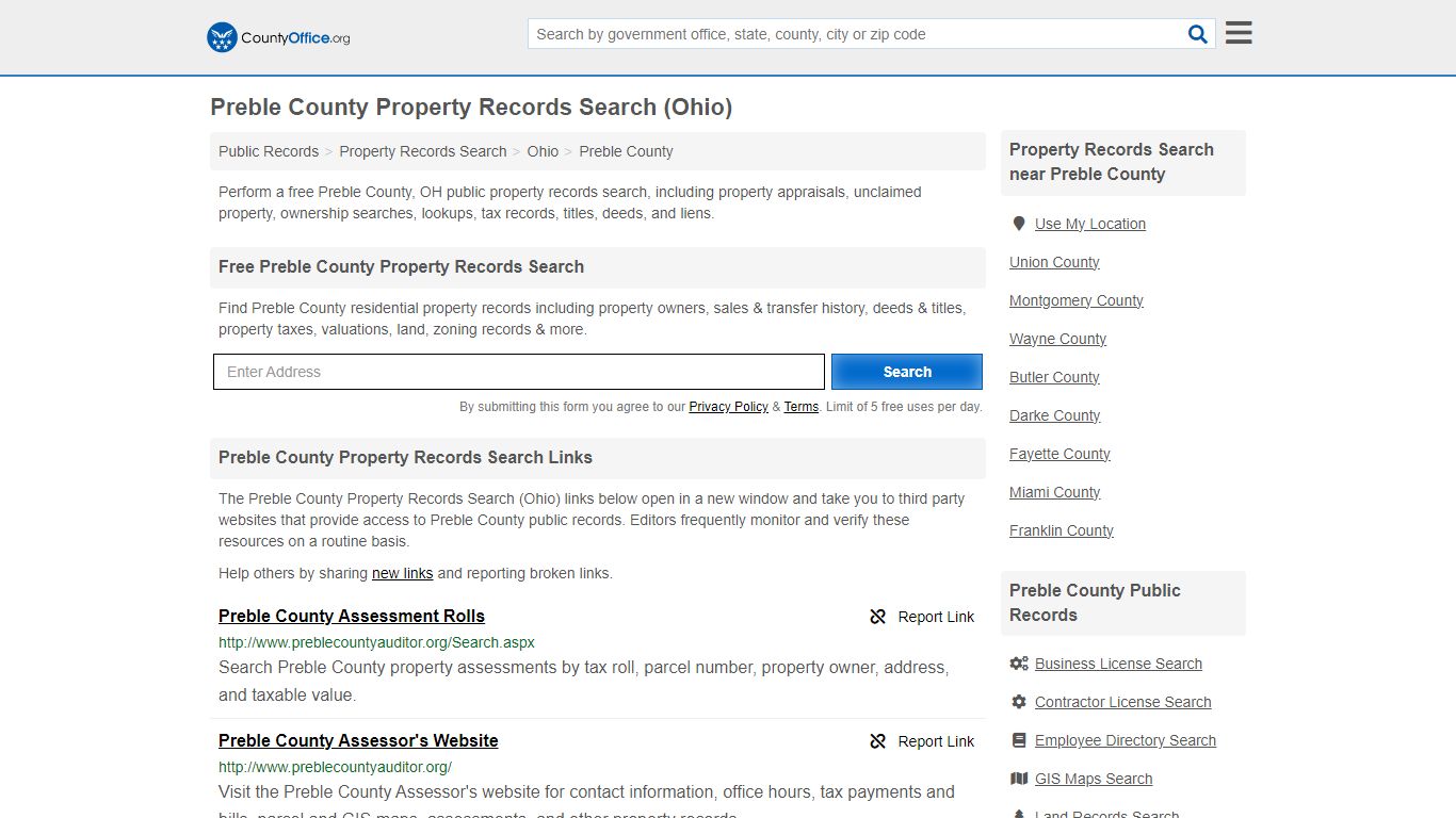 Preble County Property Records Search (Ohio) - County Office